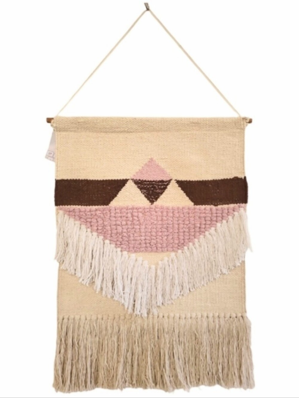 New Wall Macrame Hand Woven Wall Tapestry Boho Cottagecore Tan Brown Pink Large
